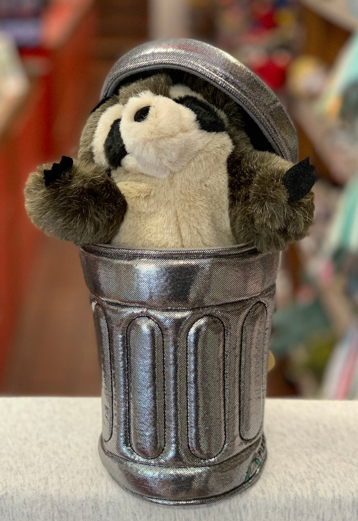Folkmanis Raccoon in Garbage Can Puppet 10”